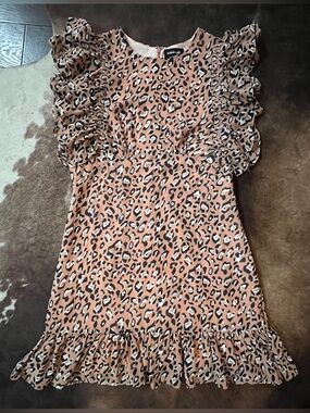 Sugarlips Leopard Print Dress in Tan, Black & Cream